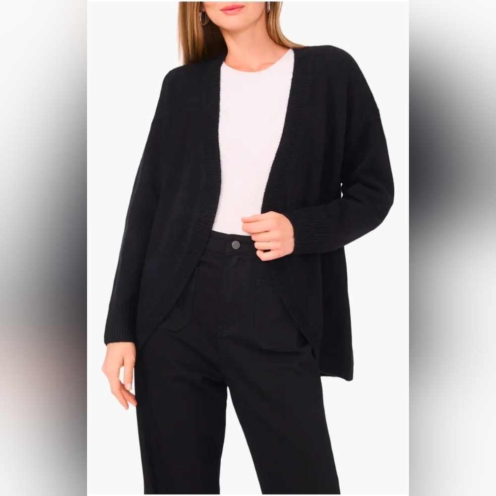 Vince Comuto Sweater Black Open Front Cardigan Size XL 16